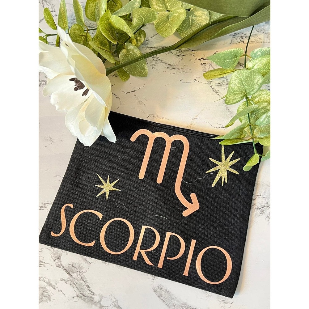 Scorpio Black Canvas Cosmetic Bag with zipper